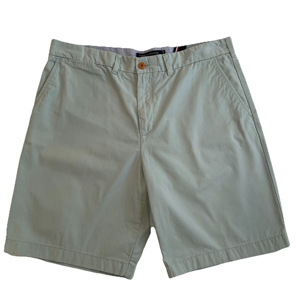 Tommy Hilfiger Twill Chino Shorts Classic Fit 100% Cotton Sage Green 38